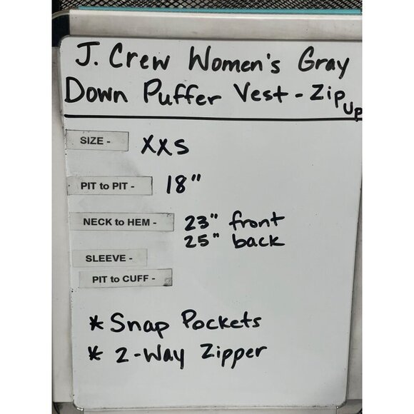 J.Crew Women's Light‎ Grey Quilted Down Puffer Vest Size XXS - Picture 11 of 11